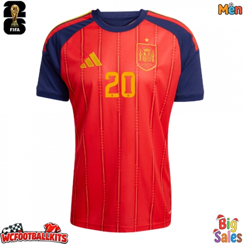 Spain Pedri Gonzalez #20 Replica Home Stadium Shirt World Cup 2026 Short Sleeve